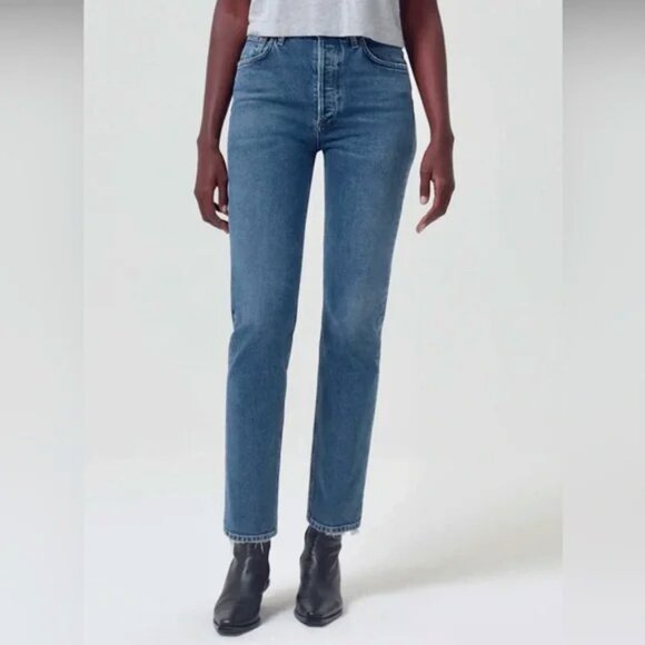 NWT Agolde Riley Long High Rise Straight Jeans Cypher Size 26 - Picture 1 of 14